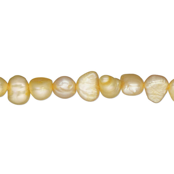 Pearl, cultured freshwater (dyed), buttercup, 5-6mm flat-sided potato, C- grade, Mohs hardness 2-1/2 to 4. Sold per 16-inch strand. image number 0