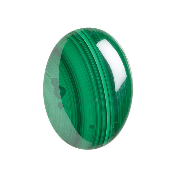 Cabochon, malachite (natural), 30x22mm calibrated oval, B grade, Mohs hardness 3-1/2 to 4. Sold individually. image number 0