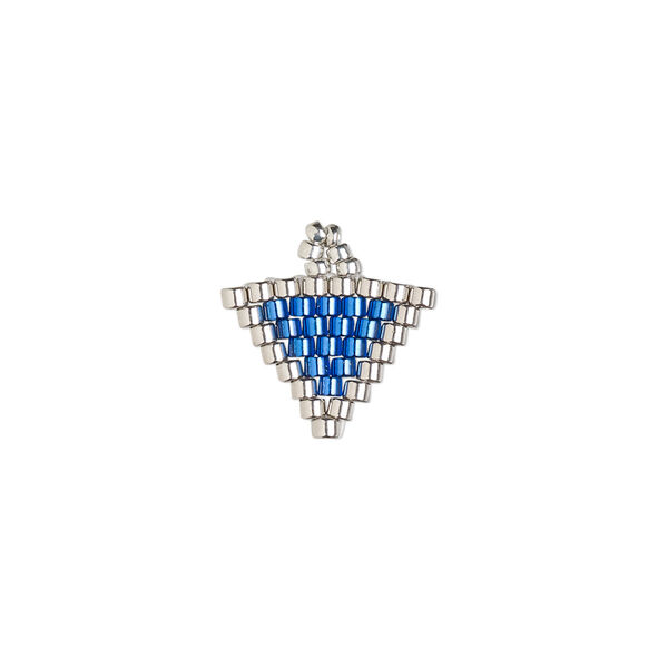 Drop, Creative Touch, glass, cobalt and silver, 12mm double-sided triangle. Sold individually. image number 0