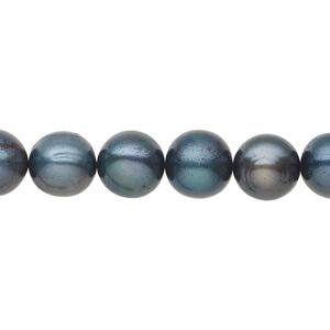 Freshwater pearl 1pkg1, semi-round, 15 inch dark iris blue 8-9mm cultured
