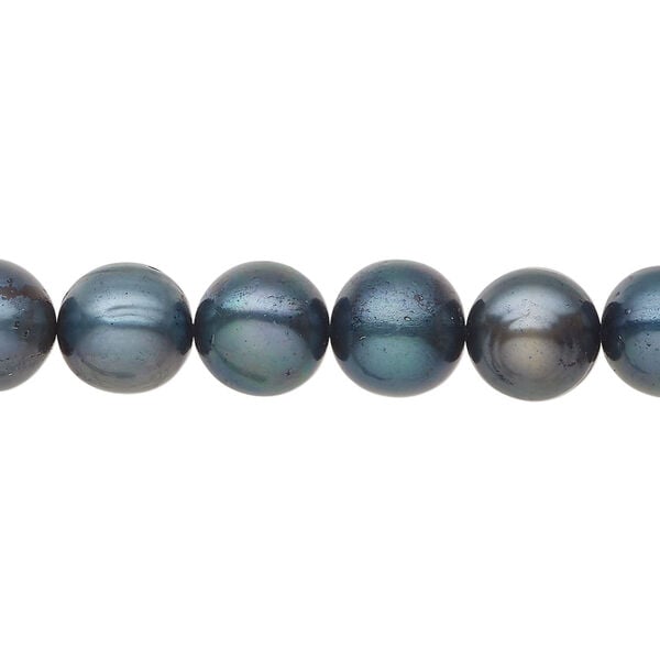 Freshwater pearl 1pkg1, semi-round, 15 inch dark iris blue 8-9mm cultured image number 0