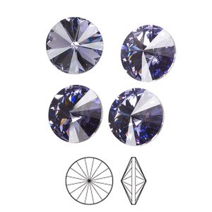 Chaton 6pk tanzanite foil back, Preciosa MAXIMA Czech crystal rhinestone 12mm rivoli