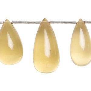 Lemon smoky quartz 1pkg14, hand-cut top-drilled teardrop bead graduated 16x9mm-27x13mm