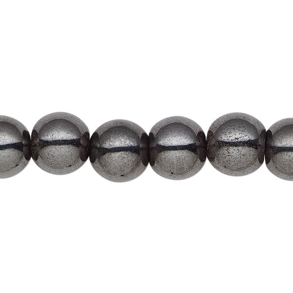 Bead, Hemalyke™ (man-made), magnetic, black, 10mm round. Sold per 15-1/2" to 16" strand. image number 0