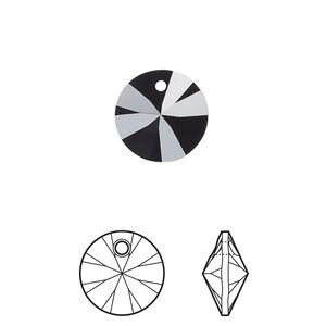 Drop 144pk jet, Swarovski® 12mm pendant mini disk 6428