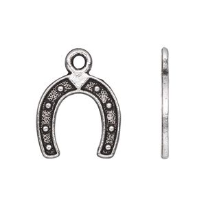 Charm, antique silver-plated "pewter" (zinc-based alloy), 19x18mm single-sided horseshoe. Sold per pkg of 20.