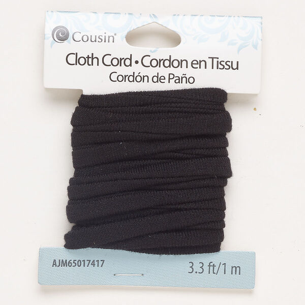 Cloth 1pkg1, flat round cord 1 meter black 5mm image number 0