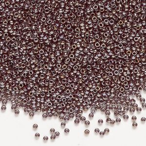 Seed bead, Miyuki, glass, pkg/250g, #15 rocaille, opaque luster gunmetal (RR-436).