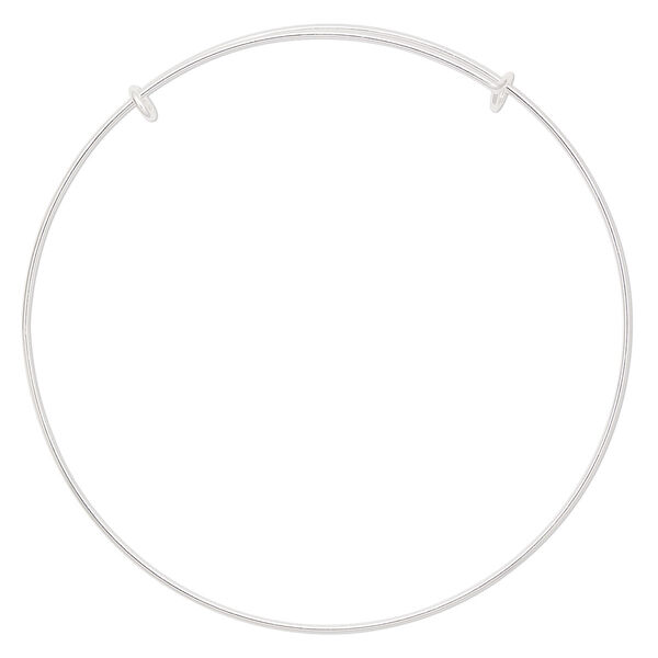 Bracelet, bangle, sterling silver, 1mm wide, adjustable from 8-10 inches. Sold individually. image number 0