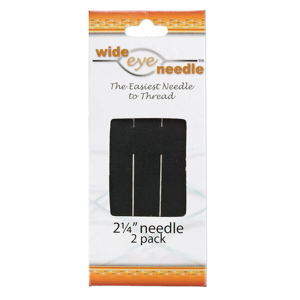 Needle, Wide-Eye Needle™, flexible, nickel-plated carbon steel, #12 medium, 2-1/4 inches with dual end-points. Sold per pkg of 2. image number 0