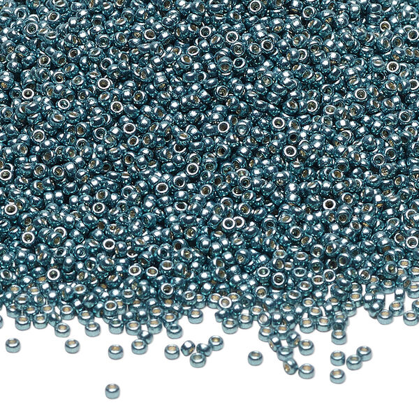 Seed bead, Miyuki, glass, pkg/250g, #15 rocaille, Duracoat® opaque galvanized dark seafoam, (RR-4217). image number 0