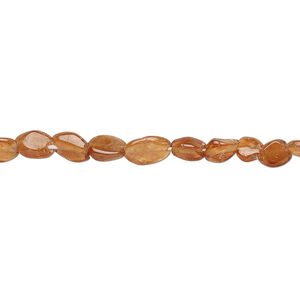 Hessonite garnet 1pkg1, hand-cut puffed oval bead natural 13 inch 5x4mm-8x5mm