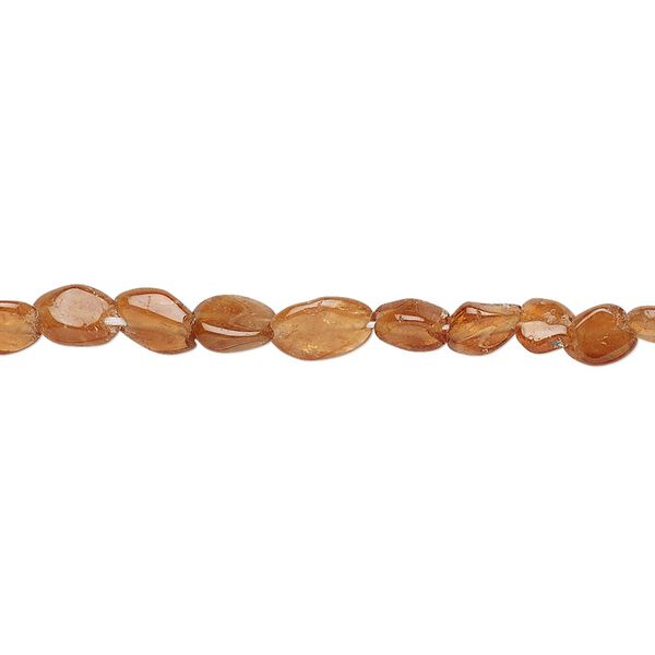 Hessonite garnet 1pkg1, hand-cut puffed oval bead natural 13 inch 5x4mm-8x5mm image number 0