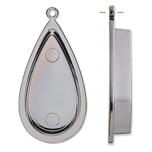 Focal, gunmetal-plated "pewter" (zinc-based alloy), 36x20mm teardrop with 28x14mm non-calibrated teardrop setting. Sold individually.