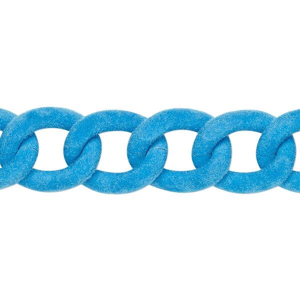 Chain, aluminum, flocked light blue, 13mm curb. Sold per pkg of 24 inches. image number 0