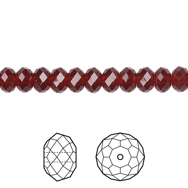 Bead 144pk Siam, Crystal Passions® 6x4mm rondelle 5040 image number 0