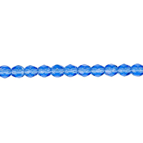 Bead, Czech fire-polished glass, light cobalt, 4mm faceted round. Sold per 15-1/2" to 16" strand, approximately 100 beads. image number 0