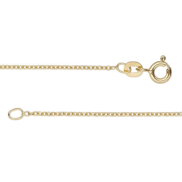 Chain, Gossamer™, "vermeil," 1.2mm round cable, 18 inches with springring clasp. Sold individually. image number 0