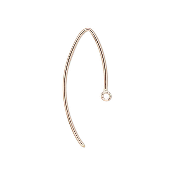 Ear wire, 14Kt rose gold-filled, 19mm marquise with closed loop, 18 gauge. Sold per pair. image number 0