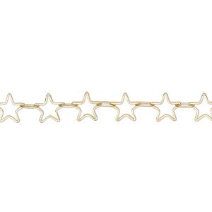Chain, gold-finished brass, 6.5mm open star. Sold per pkg of 5 feet.