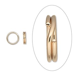 Split ring, 14Kt gold-filled, 7.5mm round, 5.7 inside diameter. Sold per pkg of 10.