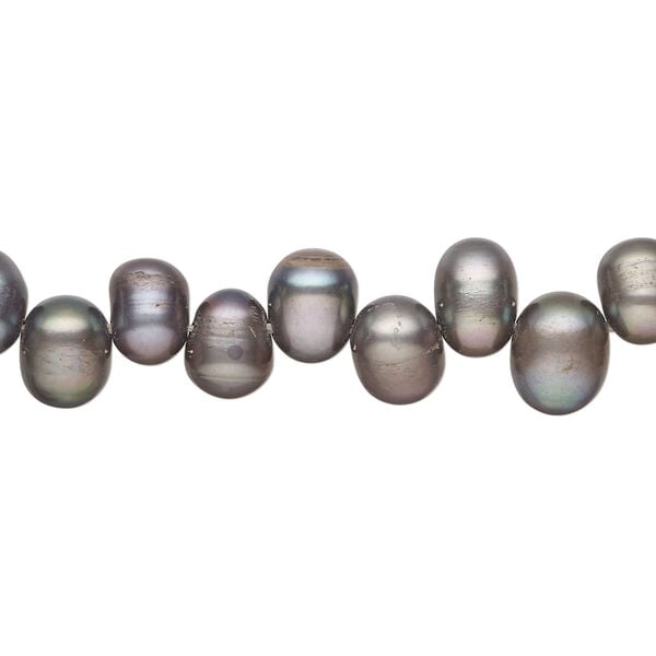 Freshwater pearl 1pkg1, top-drilled rice, 15 inch silver peacock 6x5mm-9x6mm cultured image number 0