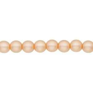 Bead, Czech pearl-coated glass druk, opaque matte peach, 6mm round. Sold per 15-1/2" to 16" strand.