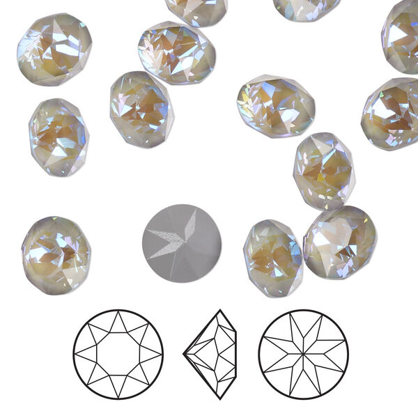 Chaton 6pk crystal serene gray DeLite, Crystal Passions® 8.16-8.41mm round SS39 1088 image number 0