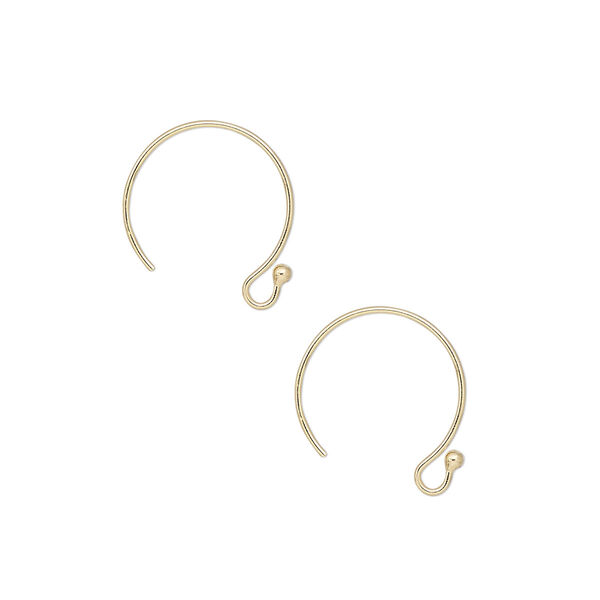Ear wire, 14Kt gold-filled, 12mm French hook with 1.5mm ball and open loop, 22 gauge. Sold per pair. image number 0