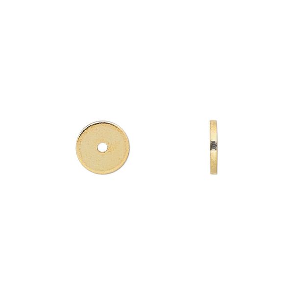 Bead, gold-finished steel, 8x1mm heishi. Sold per pkg of 100. image number 0