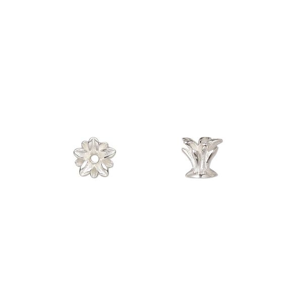 Bead cap, Amoracast®, sterling silver, 5x4.5mm 3D pineapple crown, fits 5-6mm bead, for use with 20-22 gauge wire. Sold individually. image number 0