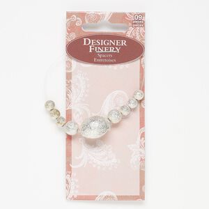 Bead, silver-finished "pewter" (zinc-based alloy), 6mm / 8mm stardust round / 18x15mm stardust puffed oval. Sold per pkg of 9.