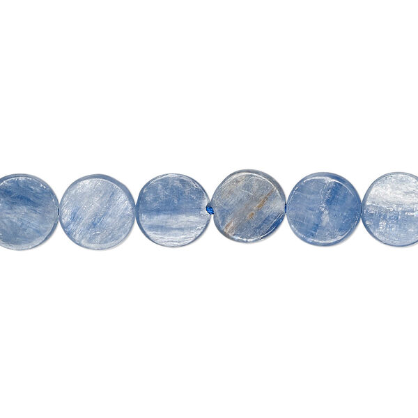 Blue kyanite 1pkg1, hand-cut flat round bead natural B grade, 8 inch 8mm image number 0