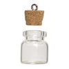 Component, glass / cork / nickel-finished steel, clear, 20x19mm bottle with stopper and screw eye. Sold per pkg of 100. image number 2
