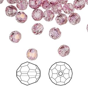 Bead 144pk dark rose, Crystal Passions® 6mm round 5000