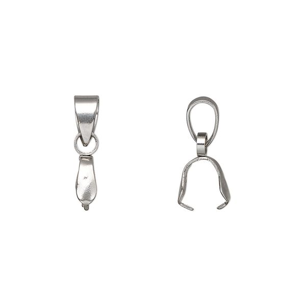 Bail, ice-pick, stainless steel, 15x3mm with 6mm grip length and soldered bail. Sold per pkg of 20. image number 0