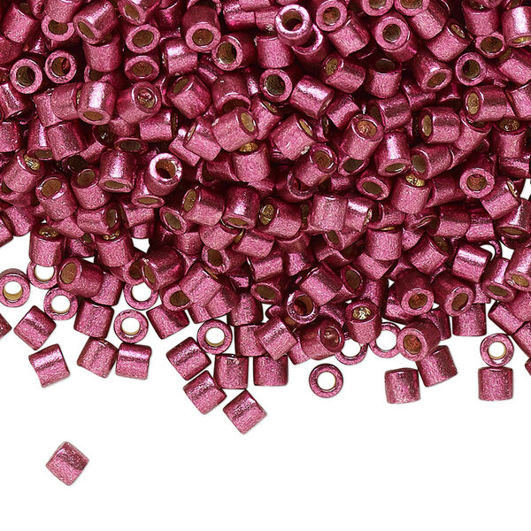 Seed bead, Delica®, glass, pkg/7.5g, #8 round, Duracoat® opaque galvanized magenta (DBL-1849). image number 0