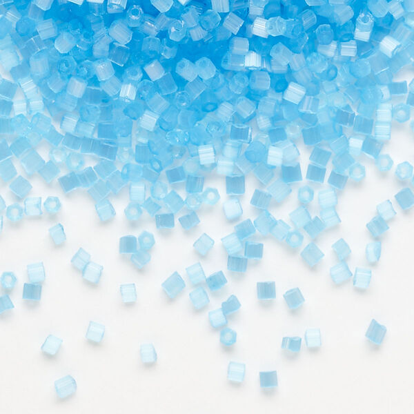 Seed bead, Preciosa Ornela Czech glass, pkg/50g, #11 2-cut hex, translucent solgel dyed satin turquoise blue, (05134). image number 0