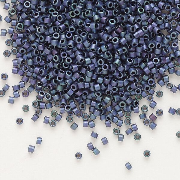 Seed bead, Delica®, glass, pkg/250g, #11 round, opaque matte metallic gold iris plum (DB-1054). image number 0
