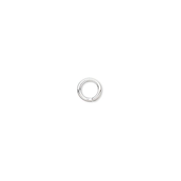 Jump ring, silver-plated brass, 6mm round, 4.2mm inside diameter, 18 gauge. Sold per pkg of 1,000. image number 0