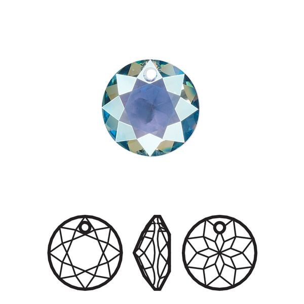 Drop 1pk aquamarine shimmer, Crystal Passions® 14mm pendant classic cut 6430 image number 0