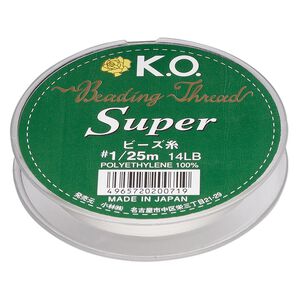 Thread, Super, polyethylene, white, 0.15mm diameter, 4-pound test. Sold per 25 meter spool.