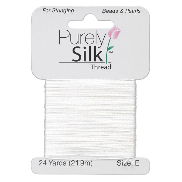 Thread, Purely Silk™, white, size E. Sold per 24-yard card. image number 0
