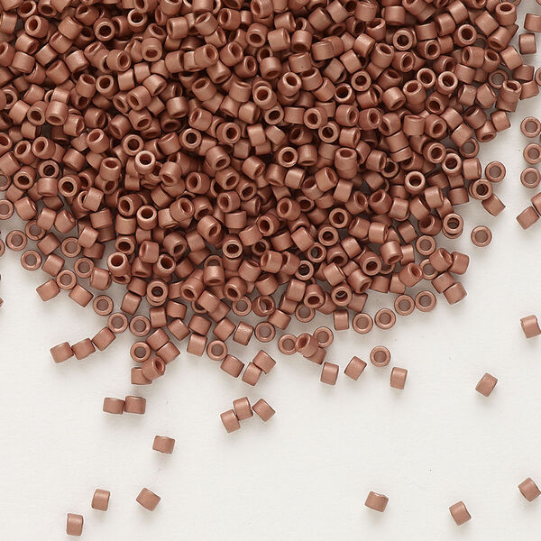 Seed bead, Delica®, glass, pkg/7.5g, #11 round, opaque matte copper-plated (DB-0340). image number 0