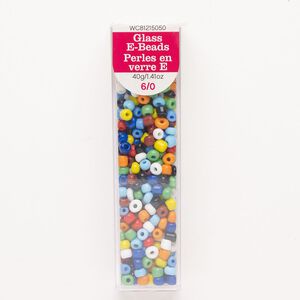 Seed bead mix, glass, pkg/40g, #6 round, opaque mixed colors.