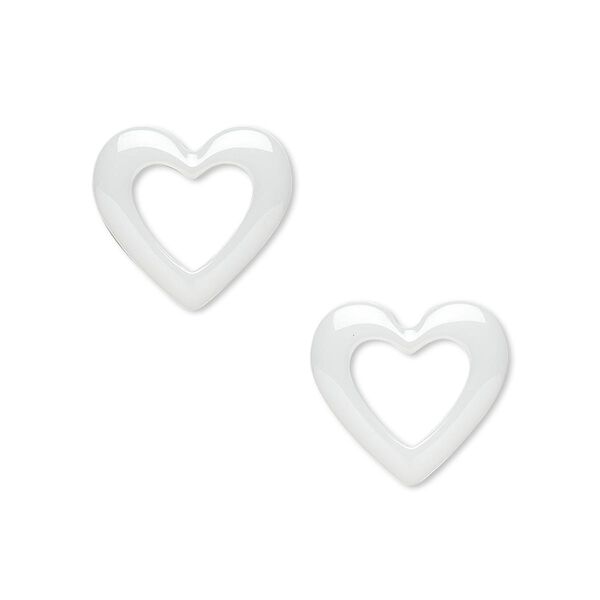 Component, zirconia ceramic, white, 15x14mm open heart with 8x6mm center hole. Sold per pkg of 2. image number 0