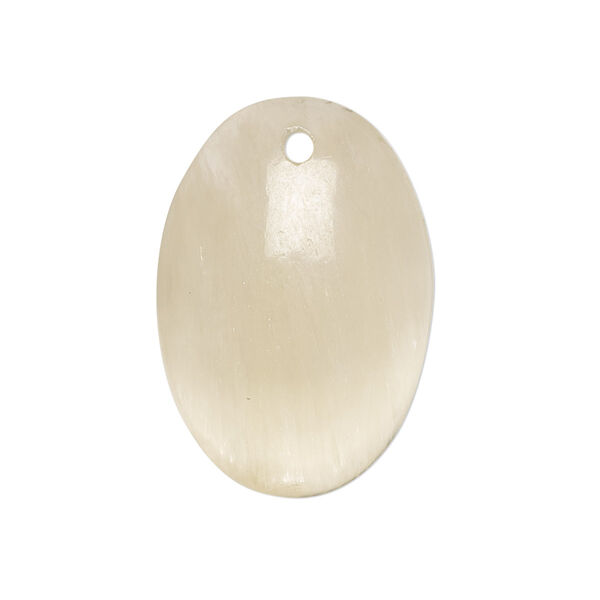 Focal, golden selenite (waxed), 28x20mm-30x22mm hand-cut one-sided puffed oval, B grade, Mohs hardness 2 to 2-1/2. Sold individually. image number 0