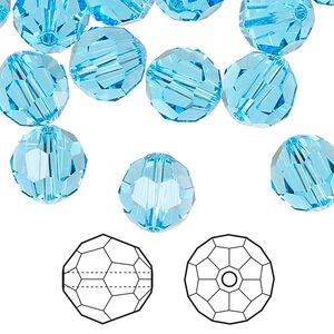 Bead 6pk aquamarine, Crystal Passions® 10mm round 5000