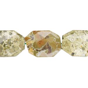 Rhyolite 1pkg1, faceted octagon bead natural 15.5-16 inch 25x20mm