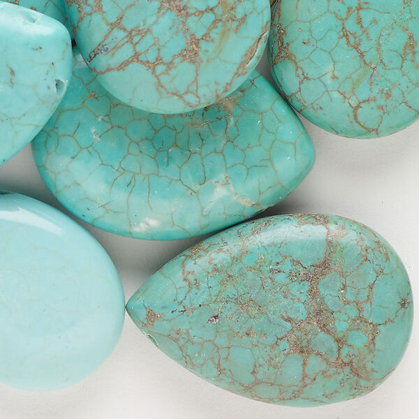 Magnesite 1pkg20, puffed teardrop bead C grade, mix 23x17mm-30x23mm image number 0